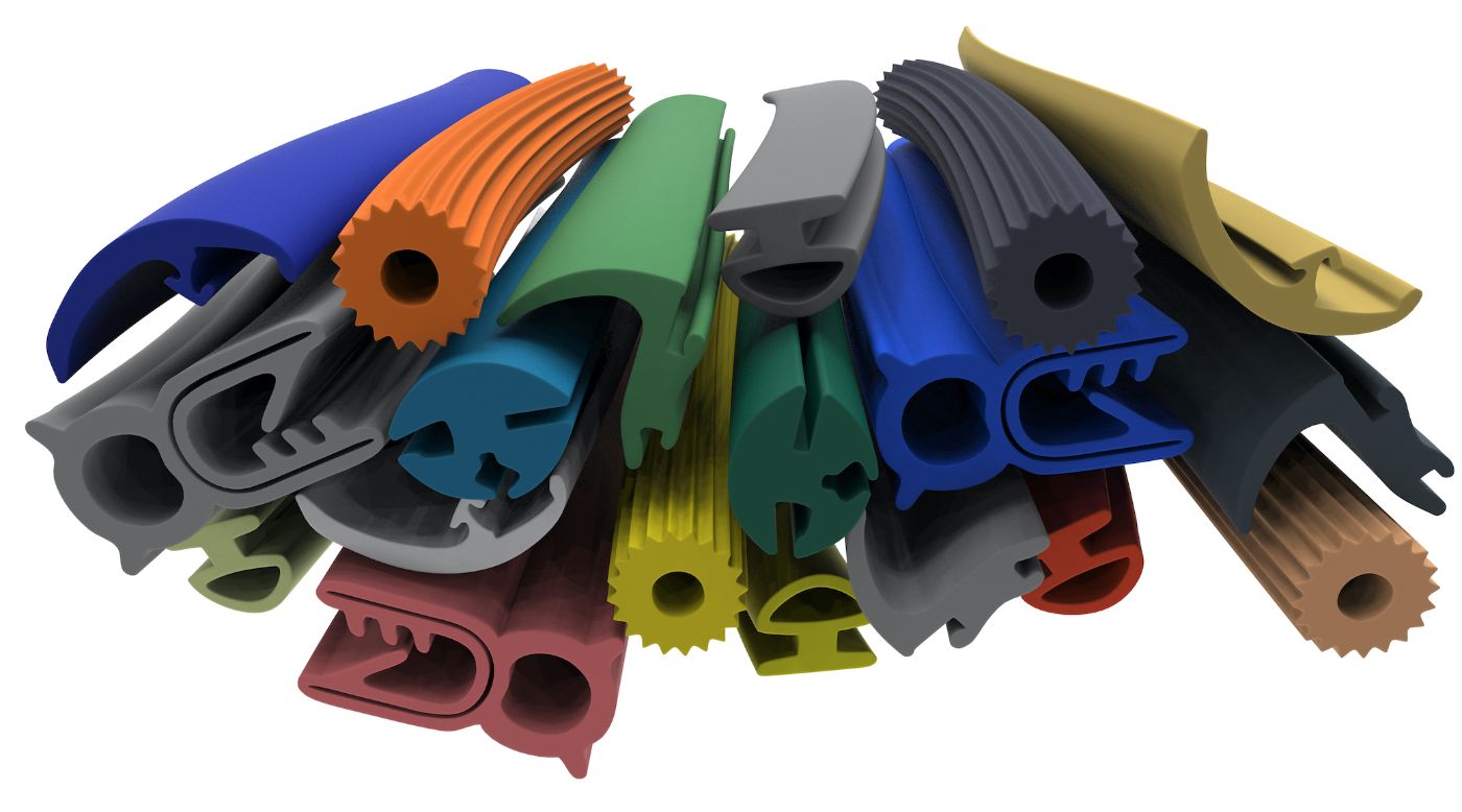 Coloured PVC extruded profile sections in a range of bespoke shapes