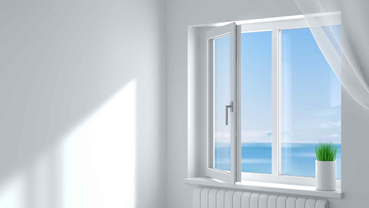 White uPVC window frame made from rigid uPVC extrusions